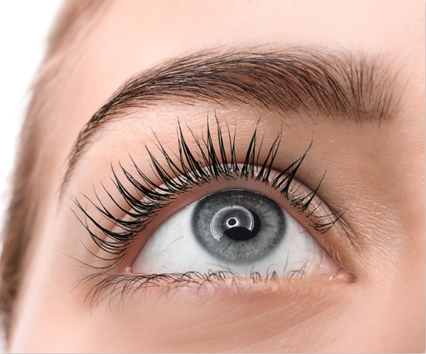 Wet look eyelash extensions close up